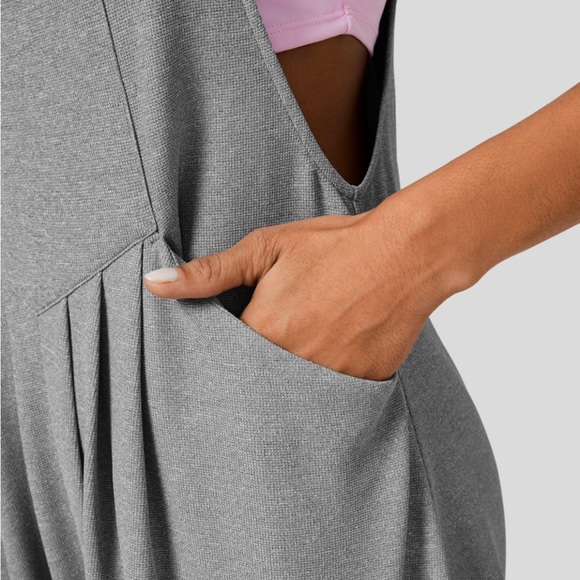 Halara Adjustable Strap Button Multiple Pockets Waffle Casual Overalls Small NEW - Picture 5 of 9